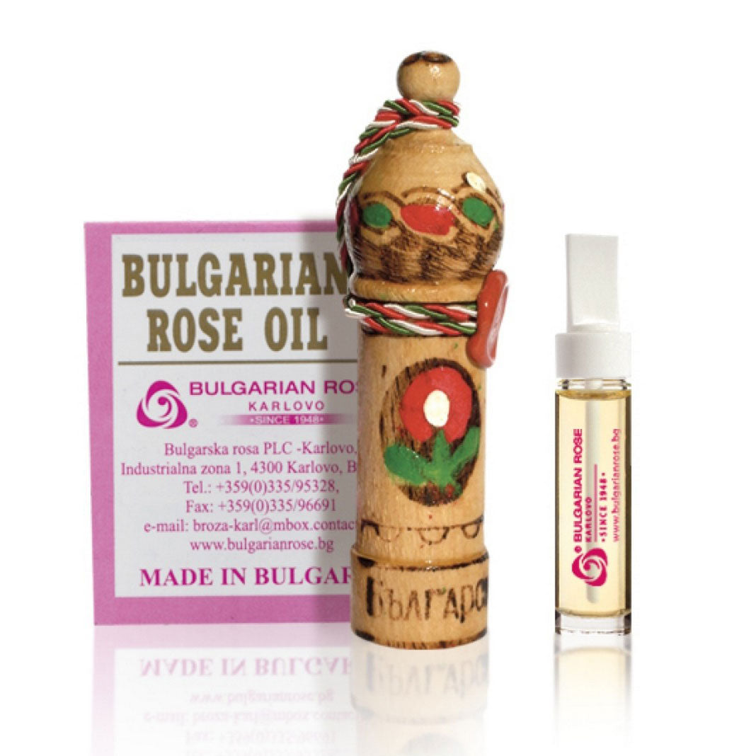 Natural Rose Oil in a Wooden Vial